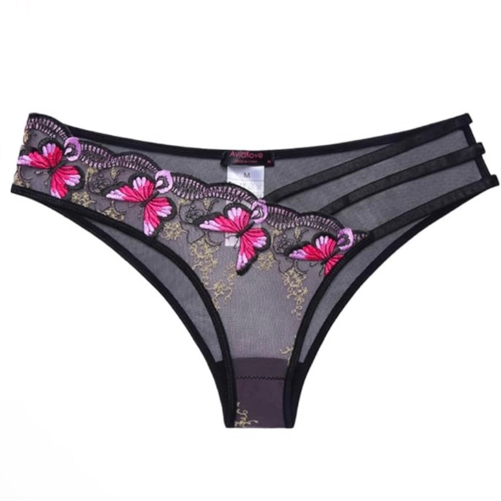 🦋 BNWT! Mesh Strappy Butterfly Embroidered Panties - Size Medium